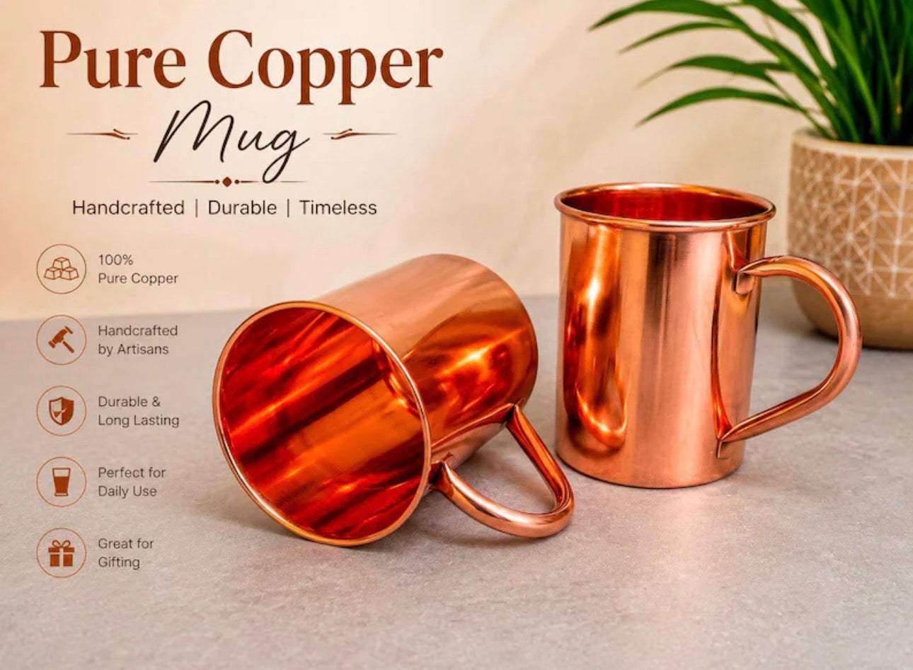 100% PURE COPPER MUG